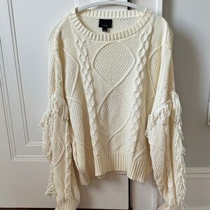 Lumiere Cream Textured Knit Sweater